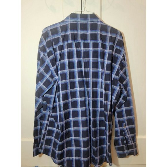 Men Bugatchi Uomo XL Shirt Navy Blue, Pink Square - Picture 7 of 9